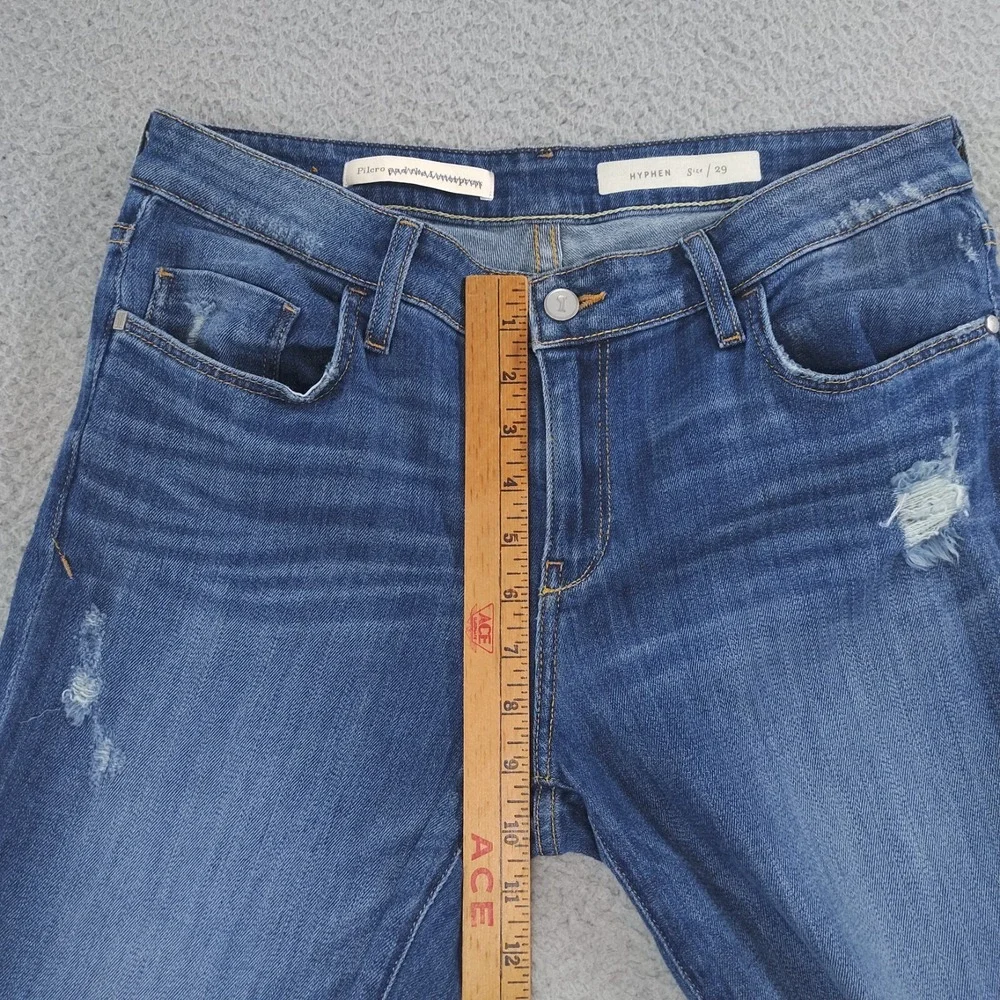 Pilcro and the Letterpress Jeans Womens 29 Blue Hyphen Medium Wash Distressed